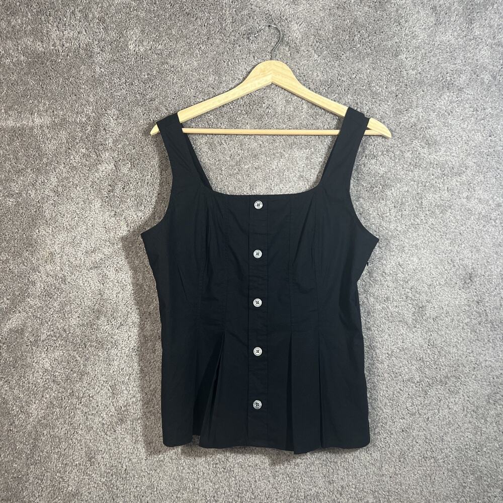 J. Crew Women’s Size 10 Black Square Neck Button Up Sleeveless Tank Top Blouse